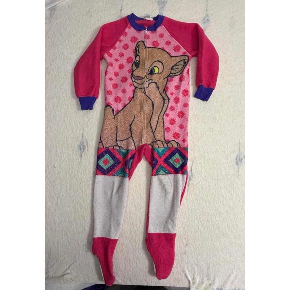 Vintage Disney Lion King Nala Fleece Sleeper Pajamas Girls Size 6 Zip One Piece‎